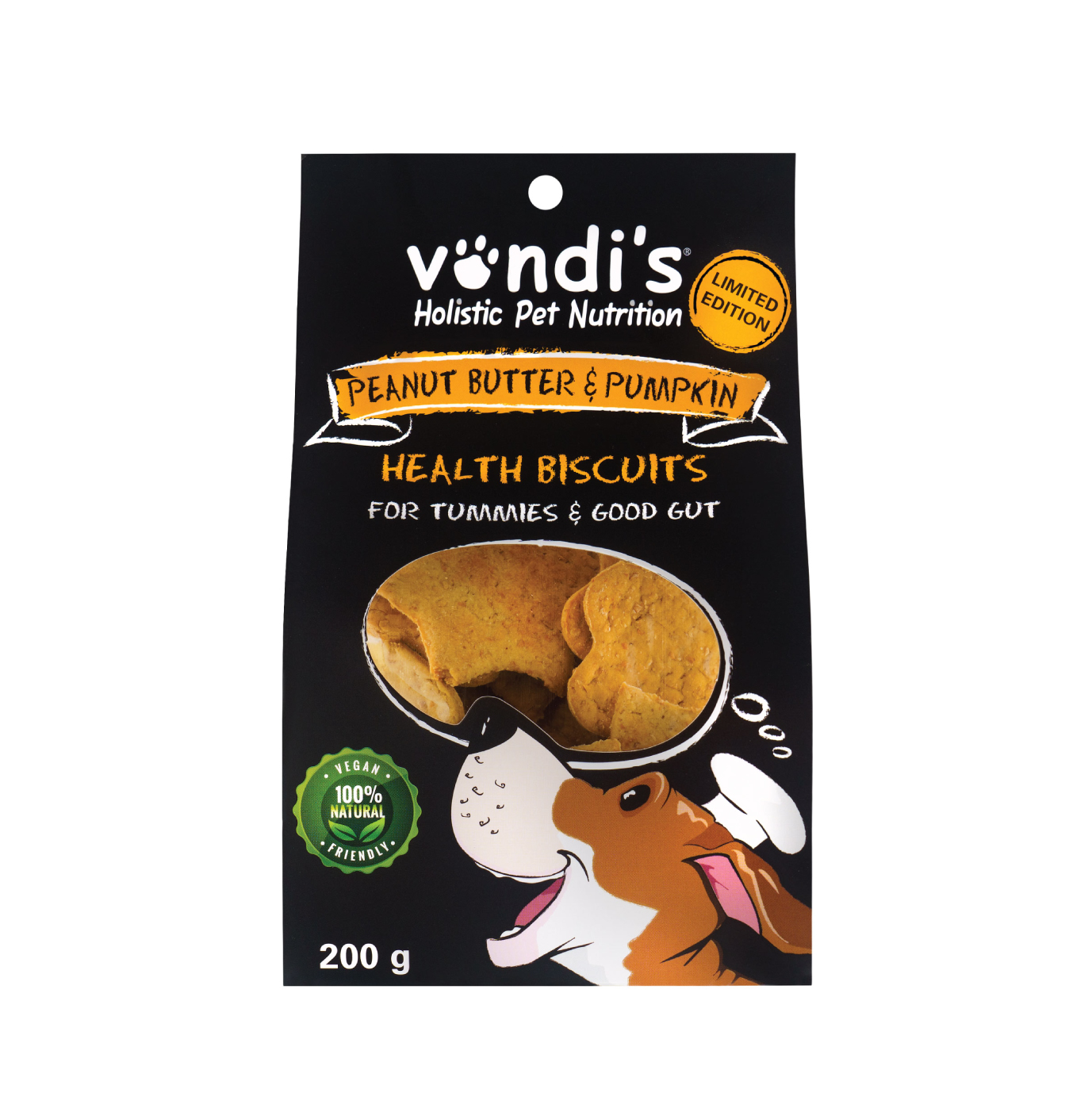 Vondis Peanut Butter & Pumpkin Digestive Dog Biscuits 200g
